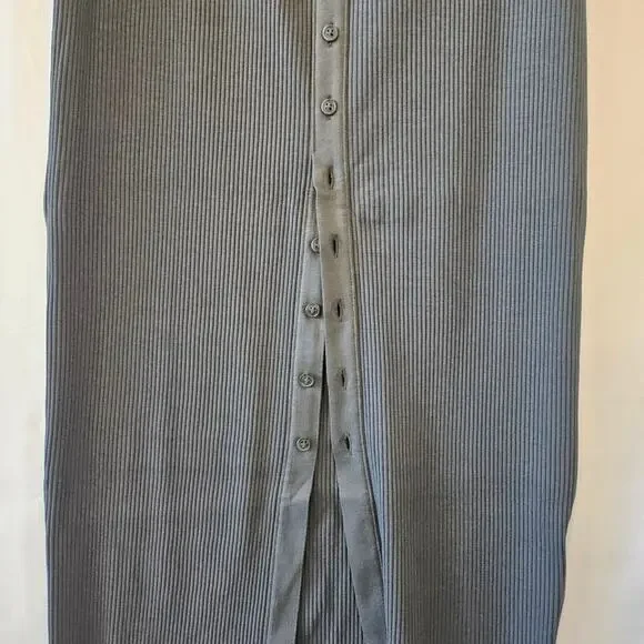 Polo Ralph Lauren Button Front Rib Knit Gray Pencil Skirt Medium - Picture 7 of 15